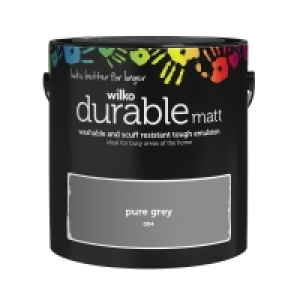 Wilko Durable Matt Emulsion Paint Pure Grey 2.5L £12.00