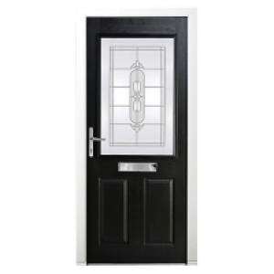 Wickes Avon Composite Door Black 2 Panel 2100 x 840mm Right