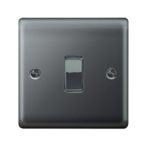 Wickes 10A Light Switch 1 Gang 2 Way Black Nickel Raised Pla £5.99