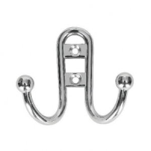 Wickes 2 Prong Hat and Coat Hook Ball End Chrome Plated