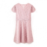 Debenhams Yumi Girl Girls pink lace layered sleeve dress