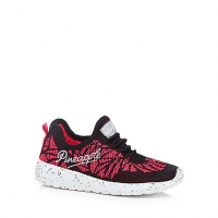 Debenhams Pineapple Girls black and pink geo lace up trainers