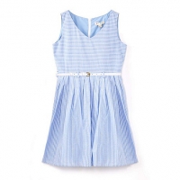 Debenhams Yumi Girl Girls blue stripe belted denim dress