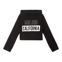 Debenhams Bluezoo Girls black diamante Malibu California print hoodie