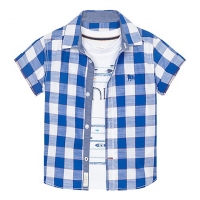 Debenhams J By Jasper Conran Boys white printed t-shirt and blue checked shirt set
