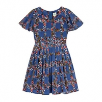 Debenhams Yumi Girl Blue Floral Check Print Day Dress
