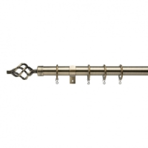25/28mm Extendable Cage Curtain Pole 180-320cm Antique Brass
