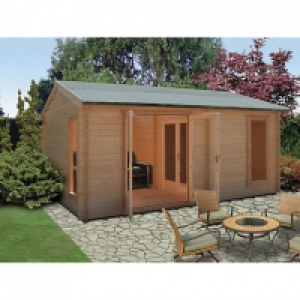 Wickes  Shire Firestone 3 Room Double Door Log Cabin - 12 x 15 ft - 