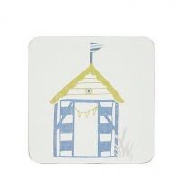 Debenhams Home Collection Off-white set of 6 beach hut print coasters
