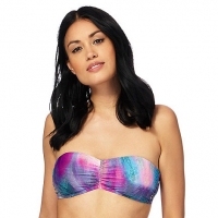 Debenhams Mantaray Multi-coloured printed bandeau bikini top
