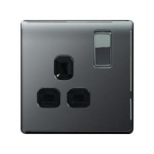 Wickes  Wickes 13A Switched Socket 1 Gang Black Nickel Screwless Fla