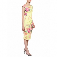 Debenhams Jolie Moi Yellow floral print 40s wiggle dress