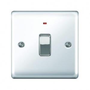 Wickes  Wickes 20A Light Switch + LED 1 Gang Polished Chrome Raised 