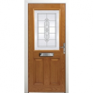 Wickes  Wickes Avon Composite Door Oak 2 Panel 2100 x 920mm Left Ope