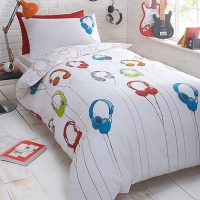 Debenhams Bluezoo Kids white Headphones reversible duvet cover and pillow c