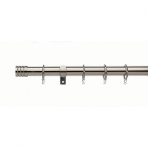 25/28mm Extendable Stud Curtain Pole 180-320cm Satin Steel