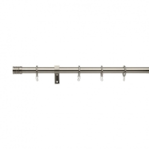 16/19mm Extendable Stud Curtain Pole 120-210cm Satin Steel