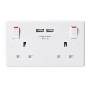Masterplug Slimline 13A 2 Gang Socket Twin USB White &pound;12.00