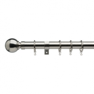 25/28mm Extendable Ball Curtain Pole 180-320cm Satin Steel &pound;39.99