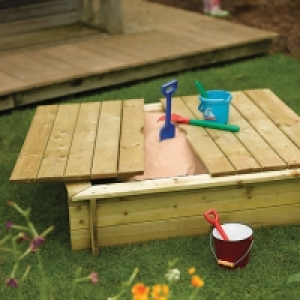 Rowlinson Timber Sandpit with Lid - 4 x 4 ft