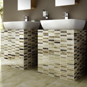 Wickes Milano Beige & Brown Polished Marble Brick Mosaic Til