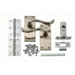 Wickes York Victorian Scroll Latch Handles Pair Set Satin Ni &pound;15.49