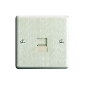 Wickes Telephone Socket Master 1 Gang Brushed Steel Raised P