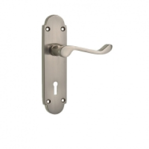Wickes Cuba Victorian Shaped Lock Handles Pair Satin Nickel