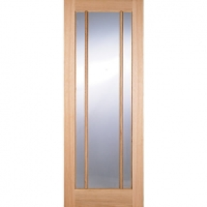 Wickes York Internal Oak Veneer Door Glazed 3 Panel 1981 x 6