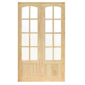 Wickes Newland Internal French Doors Pine Glazed 8 Lite 1981