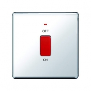 Wickes 45A Cooker Switch 1 Gang Polished Chrome Screwless Fl