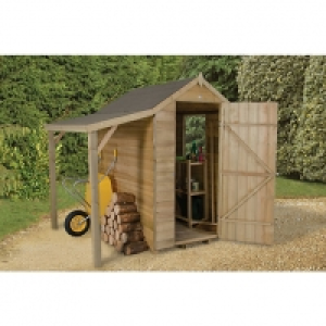 Wickes Timber Overlap Apex Shed With Side Shelter - 4 x 6 ft