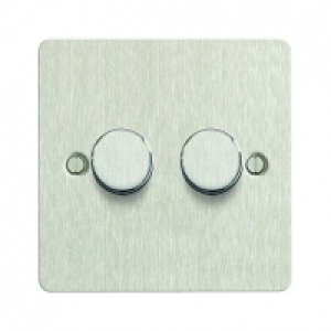 Wickes Dimmer Switch 2 Gang 2 Way 400W Brushed Steel Ultra F