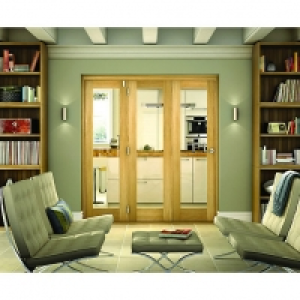 Wickes Belgrave Internal Folding 3 Door Set Oak Veneer 1 Lit