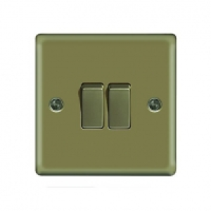 Wickes 10A Light Switch 2 Gang 2 Way Pearl Nickel Raised Pla £8.49