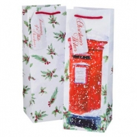 Poundland  Postbox & Holly Design Bottle Bags 2 Pack
