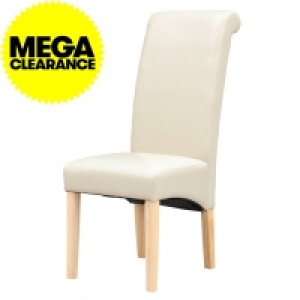 London Faux Leather Dining Chairs Cream Set of 2 £83.99