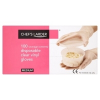 Makro  Chefs Larder 100 Disposable Clear Vinyl Gloves Medium