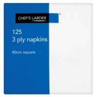 Makro  Chefs Larder 125 3 Ply White Napkins 40cm Square