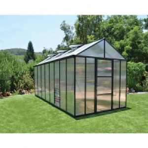 Palram Glory Anthracite Metal Apex Greenhouse - 8 x 16