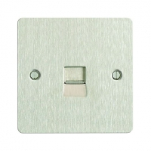 Wickes Telephone Socket Master 1 Gang Brushed Steel Ultra Fl