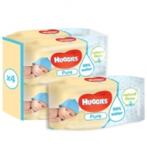 Huggies Pure Wipes 224 Wipes 4 x 56pk £2.49
