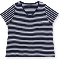 BigW  Avella V Neck Stripe T-Shirt - Navy