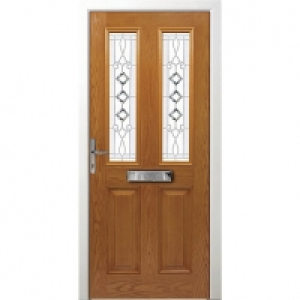 Wickes Malton Composite Door Oak 2 Panel 2100 x 880mm Right