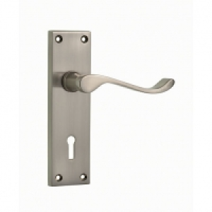 Wickes York Victorian Scroll Lock Handles Pair Satin Nickel