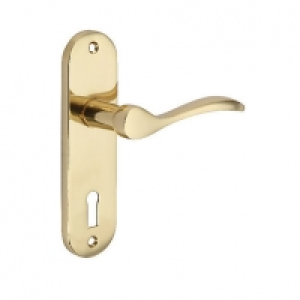 Wickes Elda Lock Handles Pair Polished Brass Finish