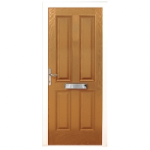 Wickes London Composite Door Oak 4 Panel 2100 x 920mm Right