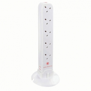 Masterplug 10 Socket 1m Power Tower with Surge Protection an