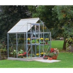 Halls Silver Aluminium Frame Apex Greenhouse - 6 x 4 ft