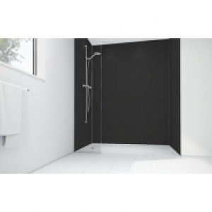 Wickes  Wickes Black Matte Acrylic 1200 x 900 3 Sided Shower Panel K